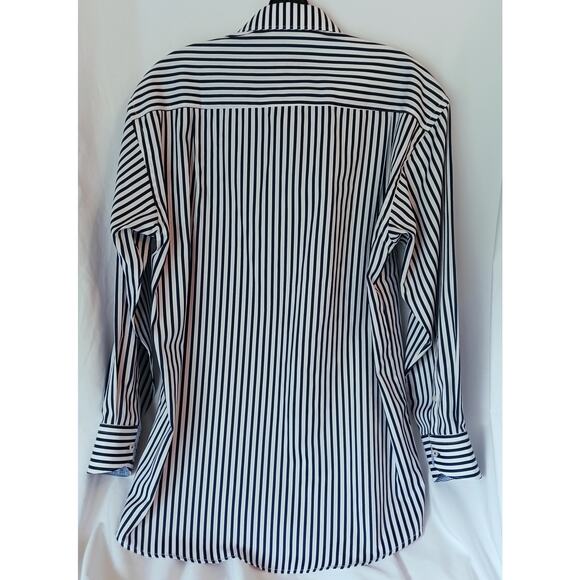 Marcello Sport Men's Blue & White Stripe Long Sleeve Dress Shirt Size Medium - Picture 3 of 8